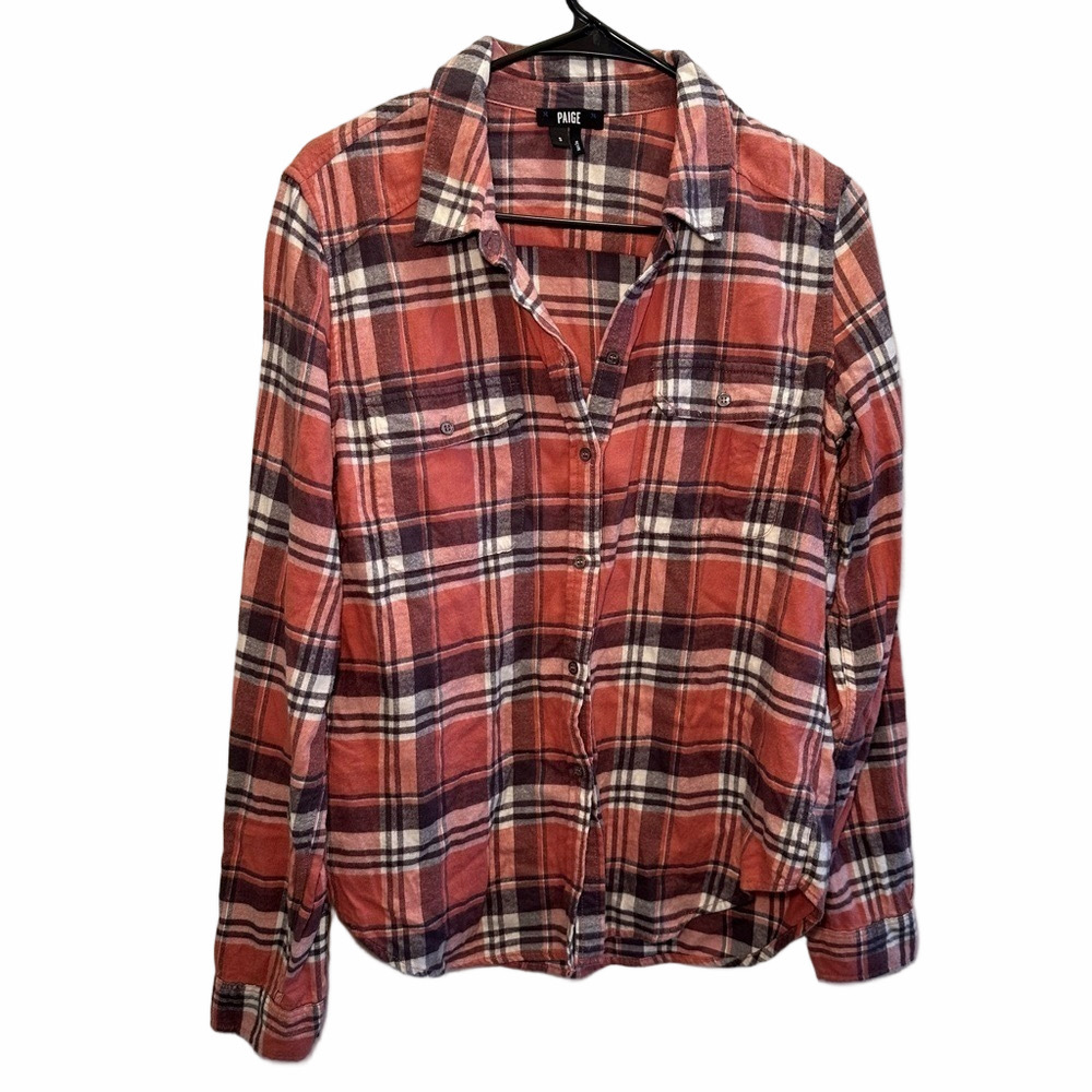 PAIGE Plaid Canyon Rose & Graystone Button Down Shirt Small Style 1986805-3093 - Picture 2 of 11